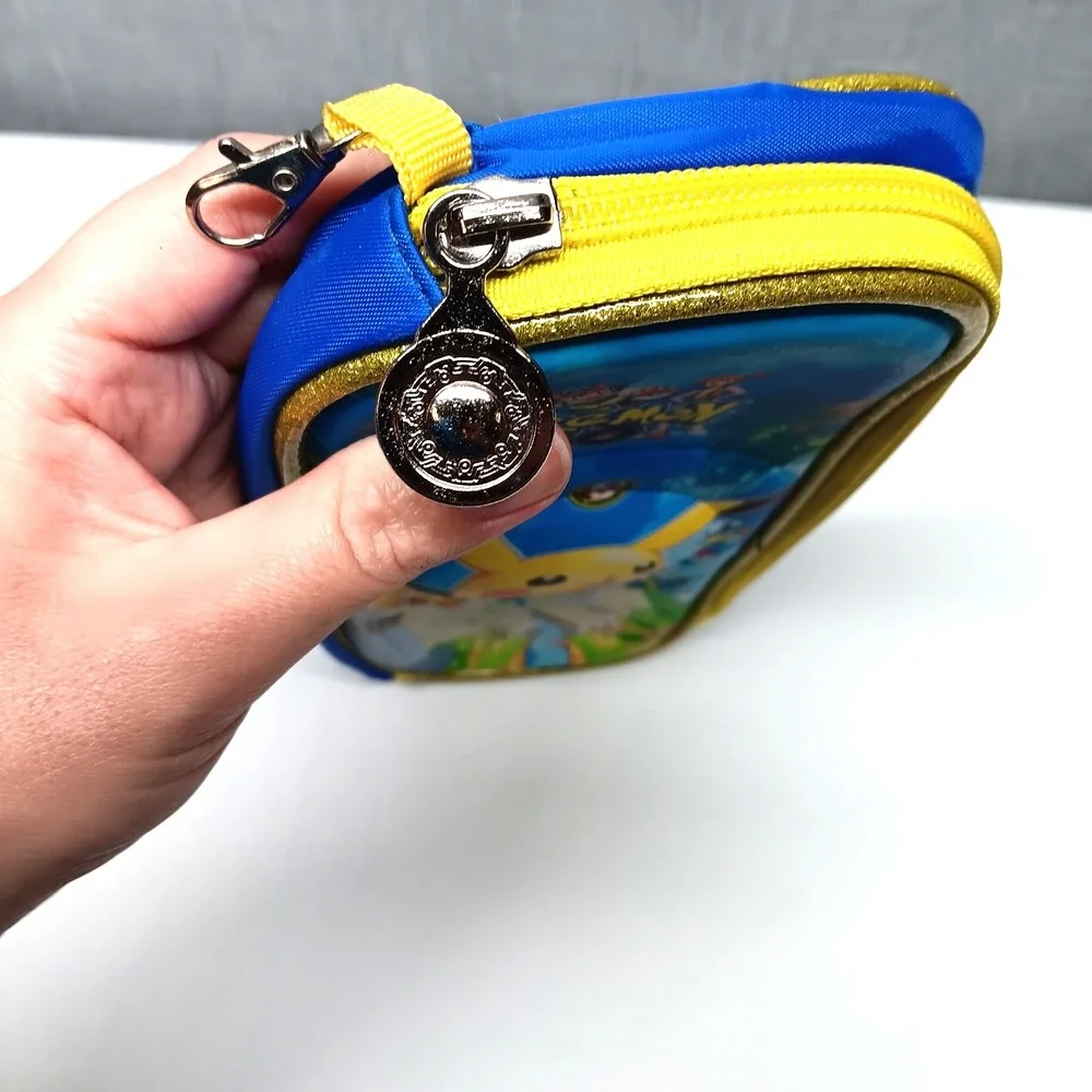 Pokemon GO Pikachu Pencil Case‎ Blue Yellow Zipper School Supply Pouch Kids
